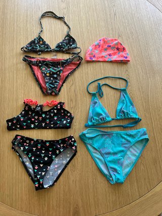 Conjunto 3 bañadores niña y gorro