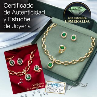 Conjunto Joyas Glamour Esmeralda Oro