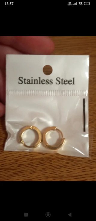 Pendientes Aros Huggie Acero Inoxidable Dorado