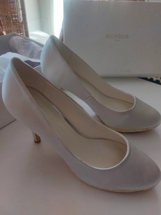 Zapatos Novia Menbur Talla 38 Color Blanco.