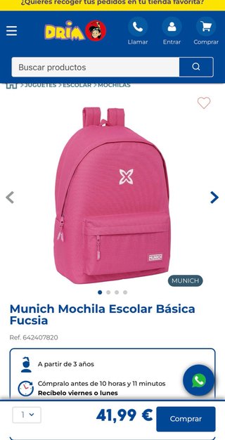 Mochila Escolar Munich Básica Fucsia