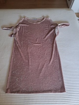 Vestido Mango Terciopelo Rosa Talla S