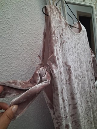 Vestido Mango Terciopelo Rosa Talla S