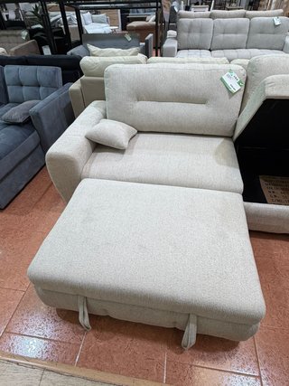 Sofá Cama Doble con Arcón Beige/Gris