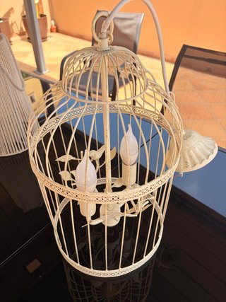 Lámpara jaula pájaros vintage