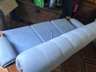 Sofá Vintage Piel Sintética y Madera