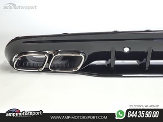 DIFUSOR TRASERO CON COLAS CROMADAS PARA MERCEDES CLASE C KOMBI/SEDAN W205 NEGRO BRILLO