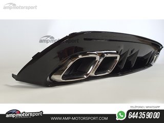 DIFUSOR TRASERO CON COLAS CROMADAS PARA MERCEDES CLASE C KOMBI/SEDAN W205 NEGRO BRILLO