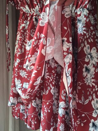 Vestido floral rojo y blanco talla XXXL