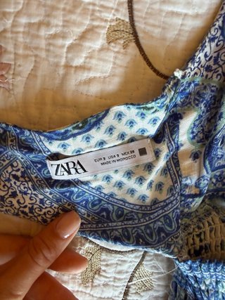 Vestido largo Zara estampado azul