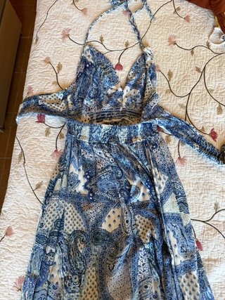 Vestido largo Zara estampado azul