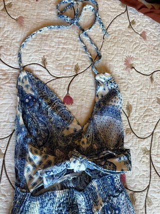 Vestido largo Zara estampado azul