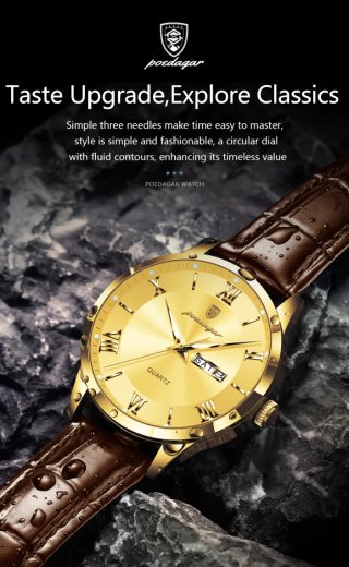 Reloj Poedagar Dorado y Marrón Hombre