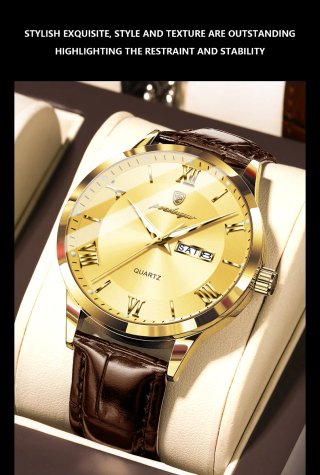Reloj Poedagar Dorado y Marrón Hombre