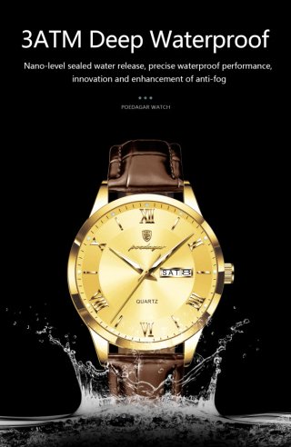 Reloj Poedagar Dorado y Marrón Hombre