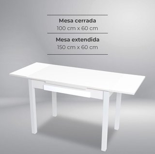 ASTIMESA - Mesa de Cocina Extensible 100x60 blanco