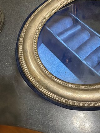 Joyero Ovalado Plata y Azul