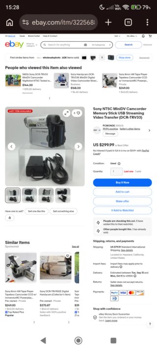 Videocámara Sony DCR-TRV33E Mini DV Handycam