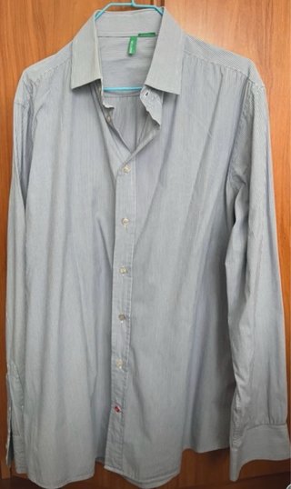 Camisa Benetton Rayas Azul y Blanco