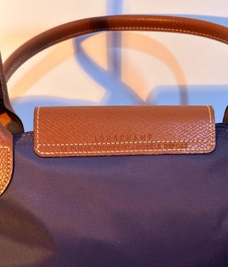 Longchamp Le Pliage Bolso Azul Marino y Cuero