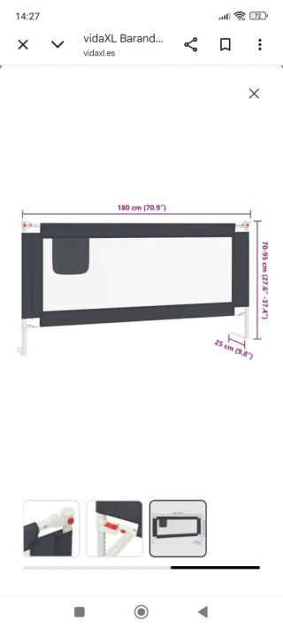 Barrera de seguridad para cama infantil