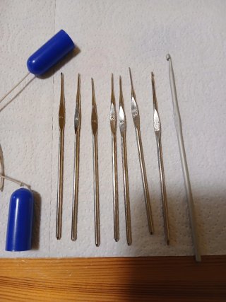 Set agujas ganchillo con funda azul