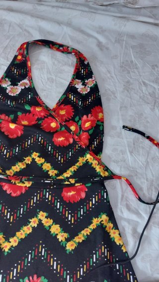 Vestito vintage floreale nero taglia 42/44