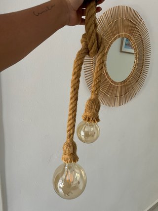Juego Lámpara Techo Cuerda Doble Bombilla