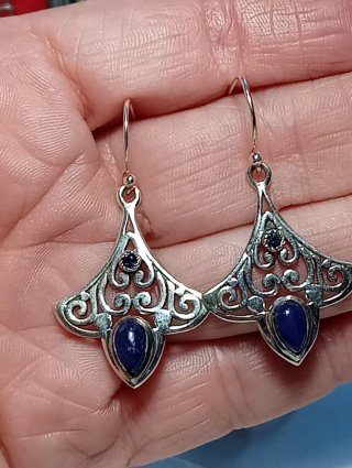 Pendientes Plata de ley lapizlazuli y zafiro