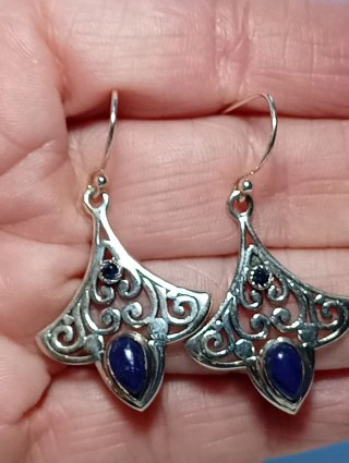 Pendientes Plata de ley lapizlazuli y zafiro