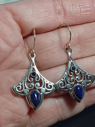 Pendientes Plata de ley lapizlazuli y zafiro