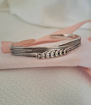 Pulsera Rígida Plata Estilo Vintage