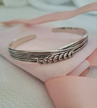 Pulsera Rígida Plata Estilo Vintage