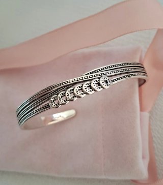 Pulsera Rígida Plata Estilo Vintage