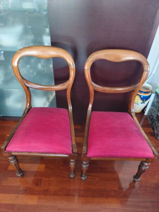 2 Sillas Madera Maciza Tapizado Rojo