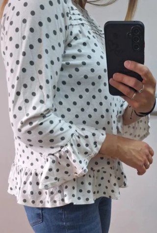 Camiseta lunares manga larga volantes