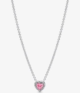 Collar Pandora Corazón Rosa Plata Ley 925