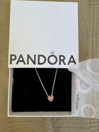 Collar Pandora Corazón Rosa Plata Ley 925