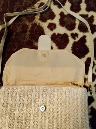 Bolso bandolera beige y naranja