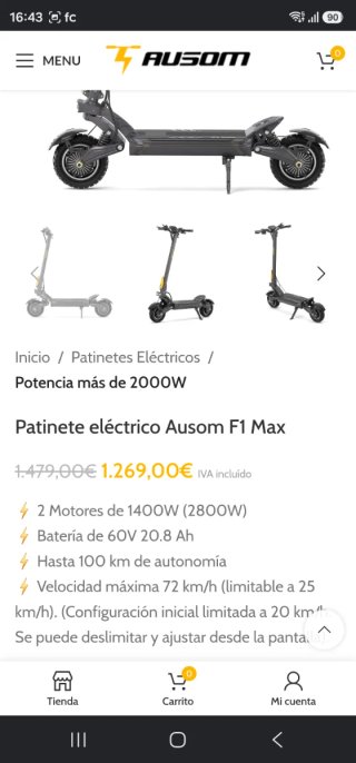 Patinete Eléctrico Ausom F1 MAX