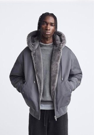 Parka reversible Zara gris hombre