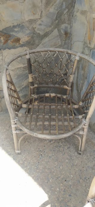 Poltrone da esterno in rattan e legno