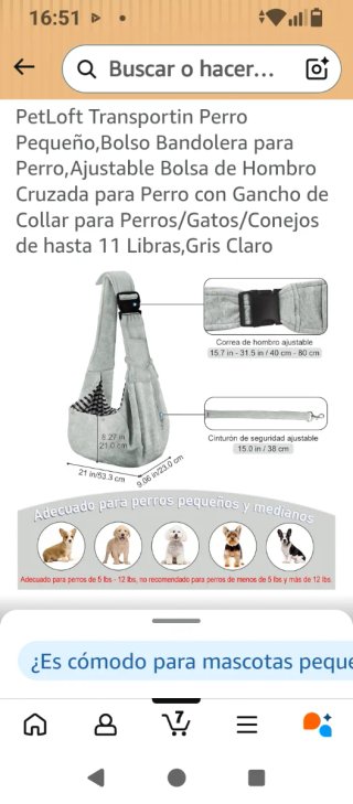 Bandolera PetLoft para Perro Gris