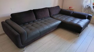 Divano angolare ecopelle nera