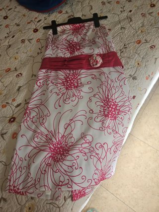 Vestido de fiesta rosa y blanco talla M