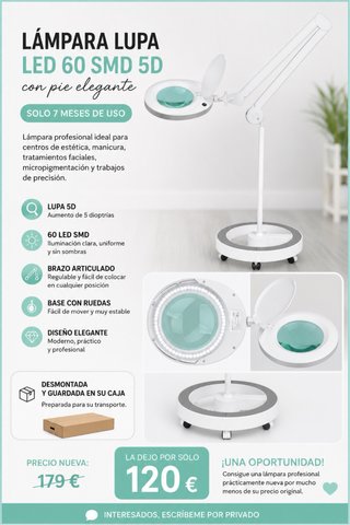 Lámpara lupa LED 60 SMD 5D con pie