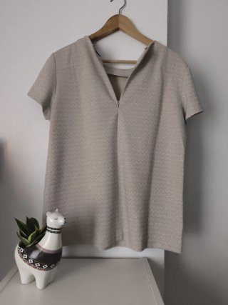 Camisa Mango Beige Brillo Fiesta Elegante