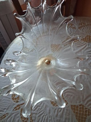 Centro de mesa cristal y metal dorado