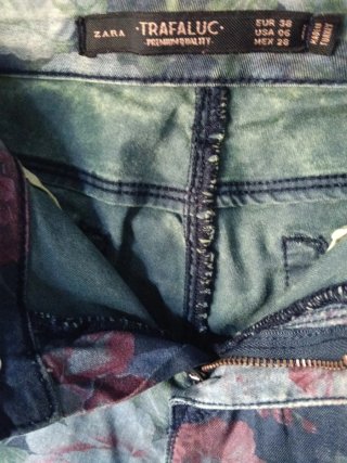 Pantalón Zara Estampado Floral T/38 Tiro Bajo