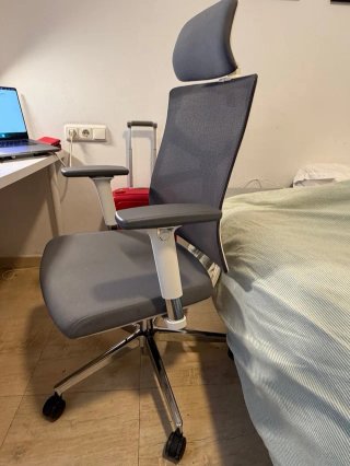 Silla ergonómica HOLLUDLE gris y blanca